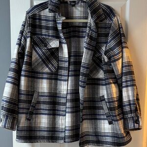H&M Blue and White Plaid Jacket